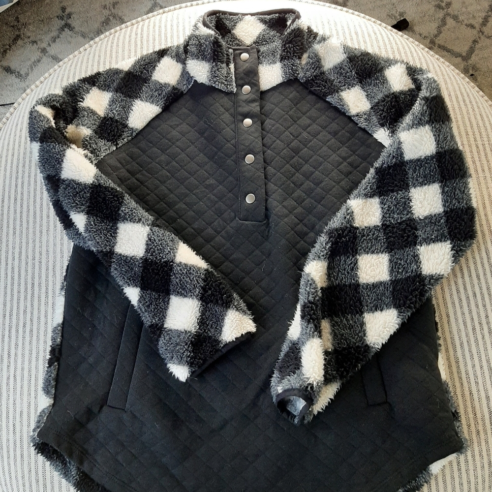 Maurices sherpa plaid quarter snap pullover